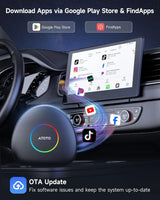 ATOTO CB6C CarWave AI Box Wireless CarPlay Adapter with GPS Tracking, Android 13, Android Auto Support, 4G LTE, AI Voice, 4GB+64GB Storage – Smart Car Dongle, Black