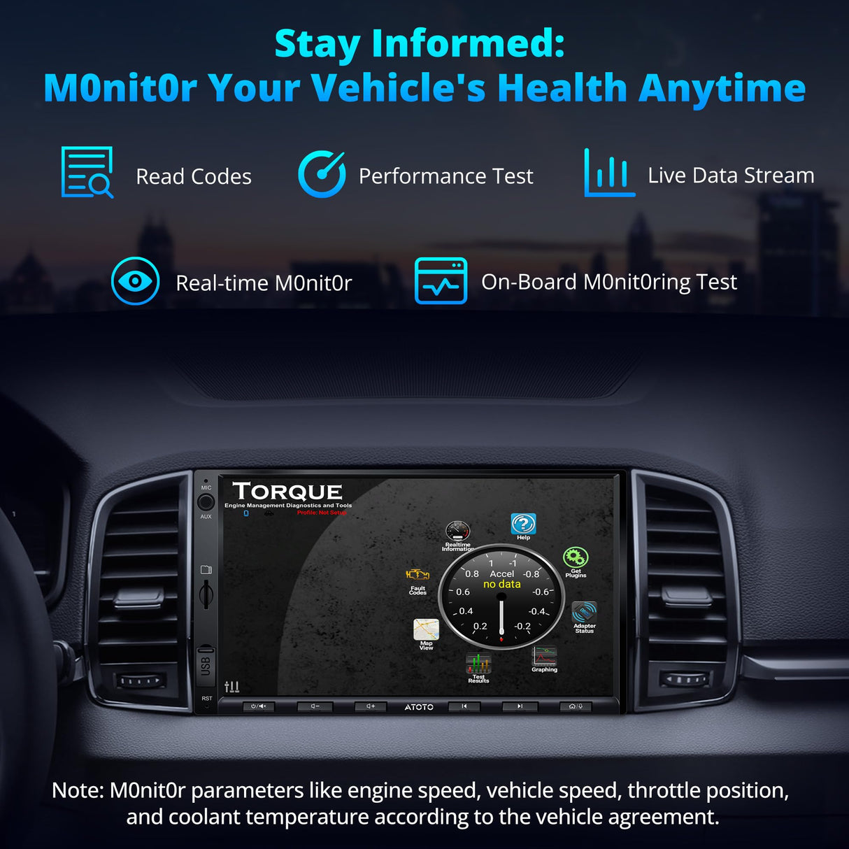 ATOTOEXCEL A5L 2DIN Car Radio Android with OBD2 Diagnostic Device, 7 Inch Double DIN Radio with Screen, WiFi/BT Tethering, Wireless CarPlay, Wireless Android Car, 24-Band EQ, 2G + 32G (7 Inch with
