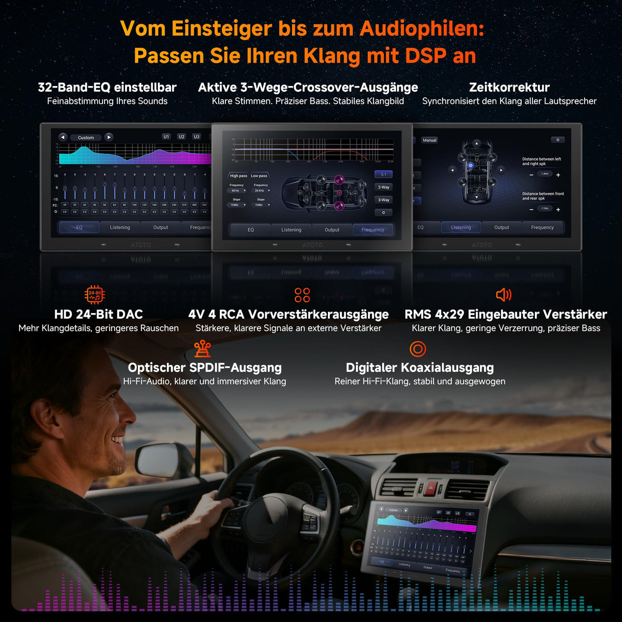 ATOTO V10G211OC 10-Zoll Android Doppel-DIN Autoradio, 6GB+128GB, Bluetooth 5.4/Wi-Fi, Wireless CarPlay & Android Auto