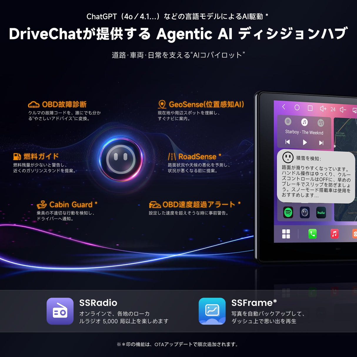 ATOTOZONE A7 9インチ Android13 ディスプレイオーディオ2DIN、QLED大画面カーナビ、 4G LTE、Wi-Fi/Bluetooth/USBテザリングに対応、ワイヤレス CarPlay& Android Auto、内蔵DSP、4G+64G、6軸モーションセンサー