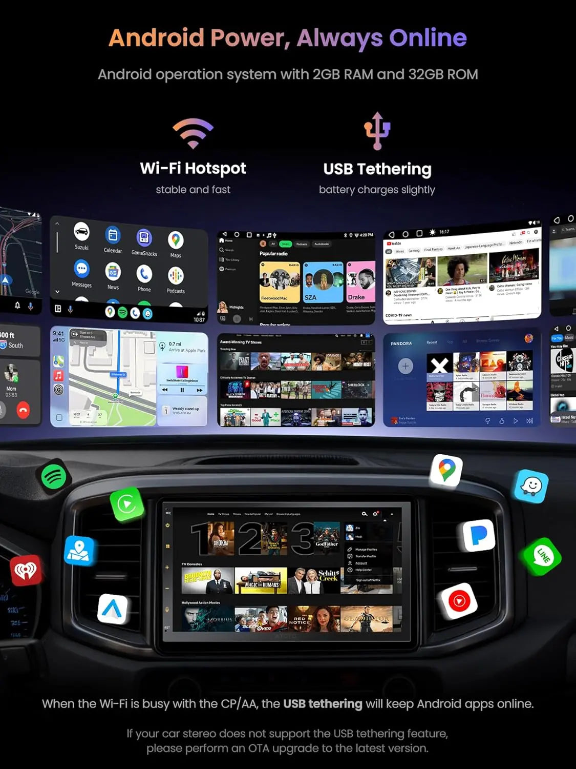 ATOTO A5LG2B7T Radio 2 DIN con Cámara Trasera, 7" IPS Pantalla Táctil, CarPlay y Android Auto Inalámbrico, DriveChat AI, GPS, WiFi/Bluetooth/USB, EQ 24 Bandas, FM/AM/RDS