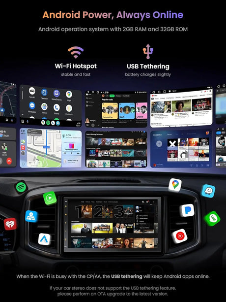 ATOTO A5LG2B7T 7" 2 DIN Autoradio Android - Telecamera, Bluetooth, WiFi, Schermo Tattile, CarPlay e Android Auto Senza Fili, AI Drivechat, GPS Navigazione, AM/FM/RDS, 2G+32G