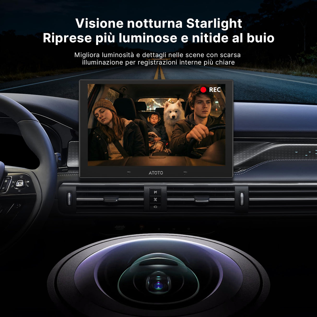 ATOTO AC-HN9CBV1 Telecamera Abitacolo, Rivolta Indietro (Montata Davanti), AHD 1080p 30fps, Visione Notturna Starlight, Grandangolo 135°, Modalità Parcheggio – Solo per Serie V10