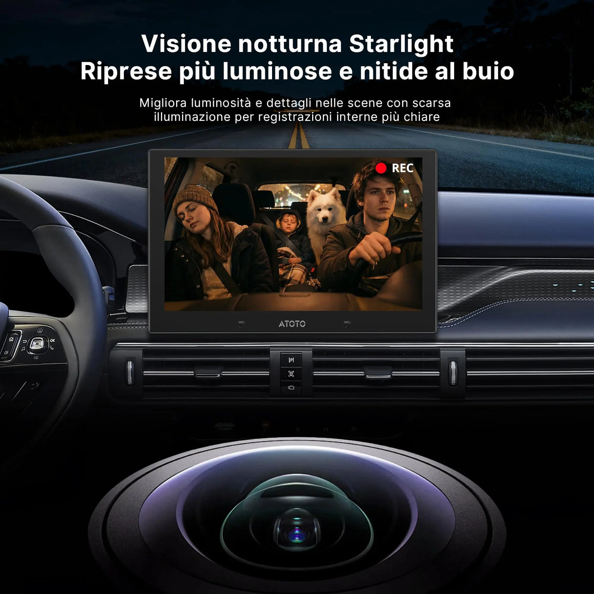 ATOTO AC-HN9CBV1 In-Cabin Camera, Rearward-Facing (Front Cabin Mount), AHD 1080p 30fps, Starlight Night Vision, 135° Wide-Angle, Loop Recording, Parking Mode – Only for V10 Series