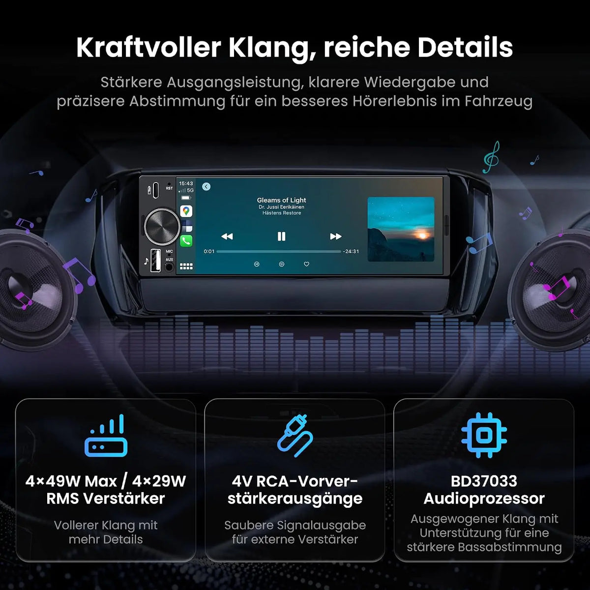 ATOTO F7WE 6.28 Zoll Autoradio 1 DIN mit Kabellosem CarPlay & Android Auto