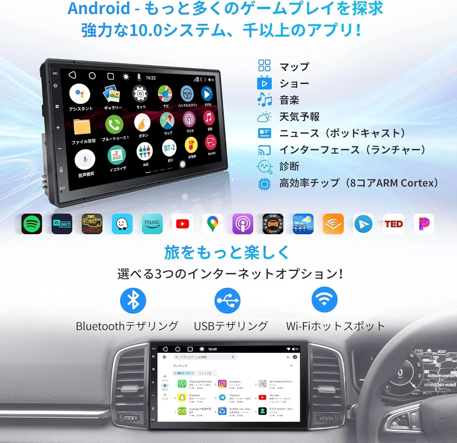 ATOTO A6 PF androidナビ ディスプレイオーディオ ワイヤレス CarPlay 