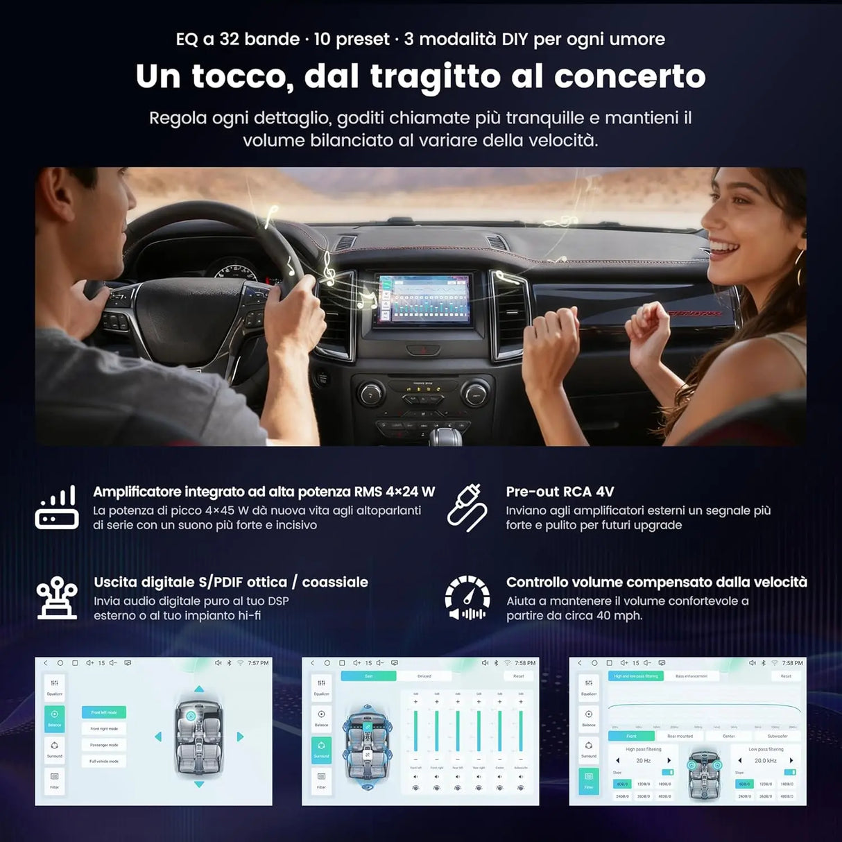 ATOTO S84G2B7P 7" Autoradio Android 2 DIN, CarPlay e Android Auto Wireless, DSP Hi-Fi con Pre-Out 4V, Chat IA, Tracciamento GPS, WiFi/Bluetooth/USB, 4G+64G