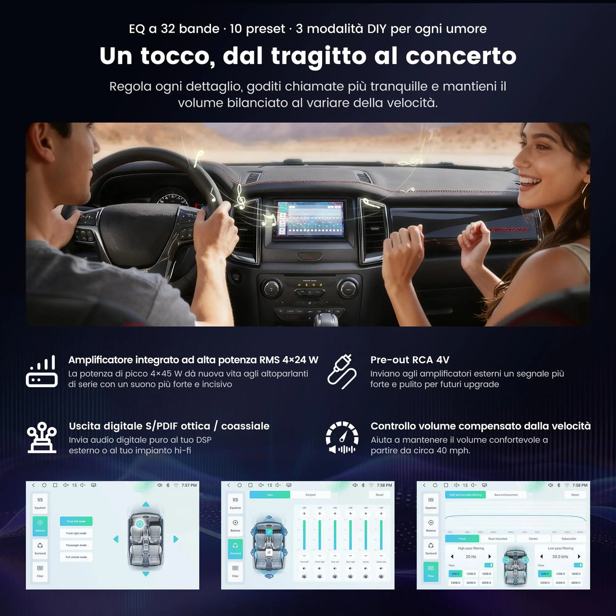 ATOTOEXCEL A7 7 Pollici Android Autoradio 2 Din, 4G LTE Integrato, Wireless CarPlay & Android Auto, Hi-Fi DSP/Uscita Ottica/4V Pre-Out, SCVC, AI DriveChat, Tethering WiFi/USB, [Scanner OBD2 Incluso]
