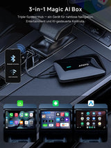 ATOTO CB4B Wireless CarPlay Adapter mit Android AI Box | Kabelloses CarPlay & Android Auto, KI-DriveChat, Netflix & YouTube, Dual-WLAN/Bluetooth, 4GB+32GB