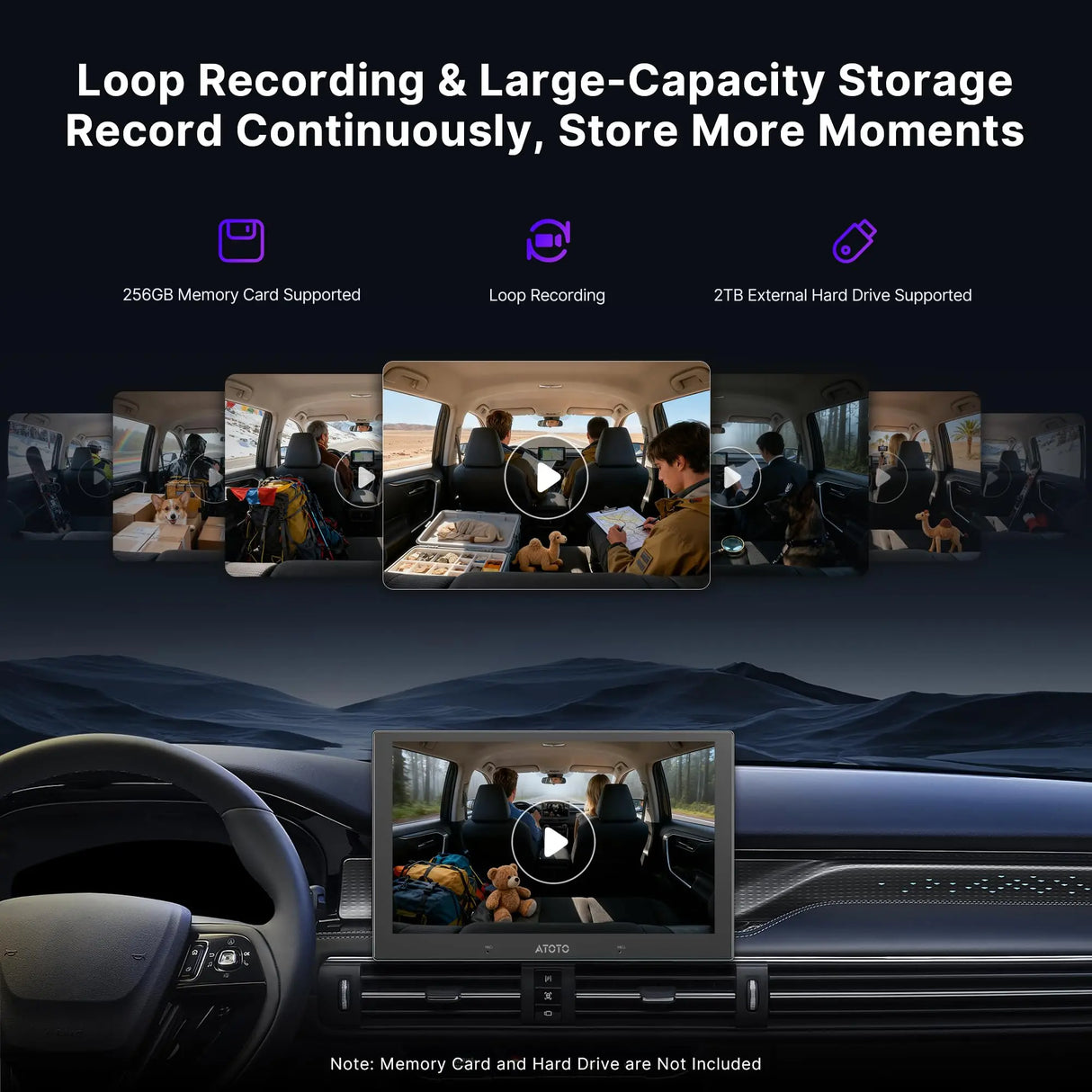 ATOTO AC-HN9CBV2 Innenraumkamera Vorne, AHD 1080p, 135° Weitwinkel, Sternenlicht-Nachtsicht, Loop-Aufnahme, Parkmodus, V10 Serie