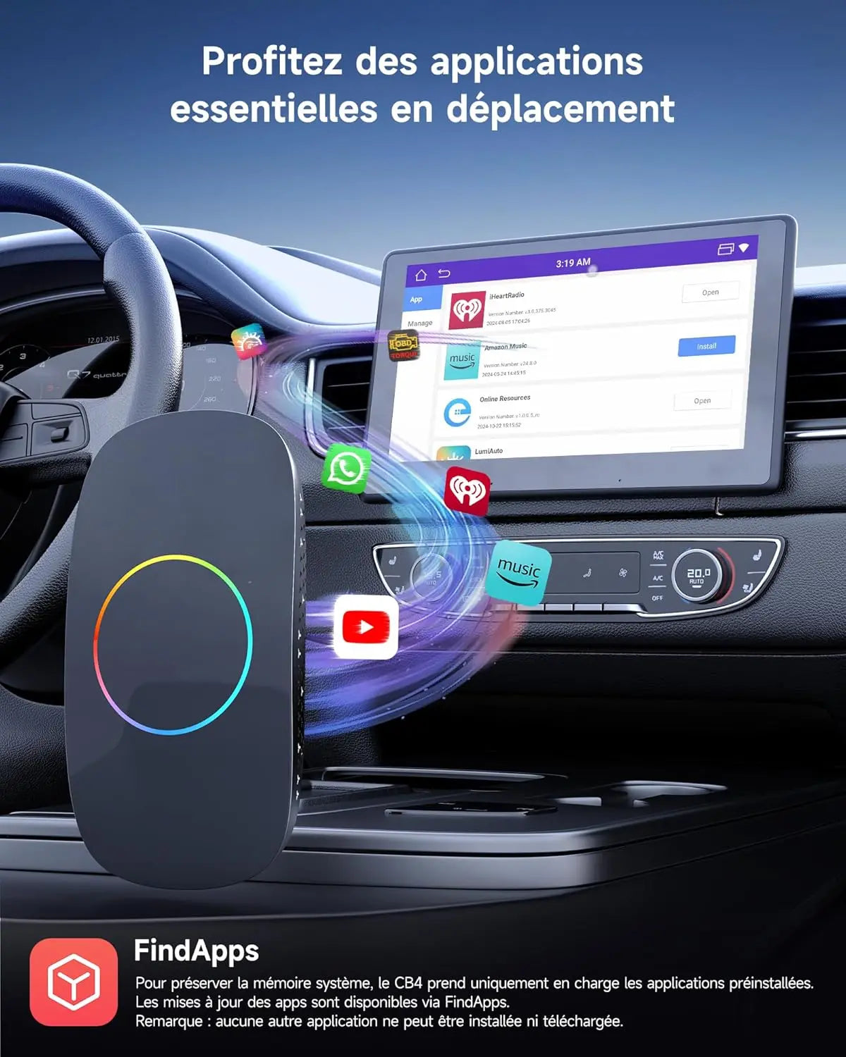 ATOTO CB4CT Adaptateur CarPlay sans fil AI Box, OBD II, Compatible Android Auto & Android 13 OS, 2G+16G, Boîtier Multimédia Voiture pour YouTube/Netflix/Spotify, 4G/WiFi/Bluetooth Double, OTA, Gris