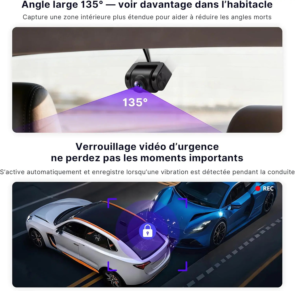 ATOTO AC-HN9CBV2 Caméra Intérieure Frontale, AHD 1080p, Grand Angle 135°, Vision Nocturne Starlight, Enregistrement en Boucle, Mode Parking, Série V10