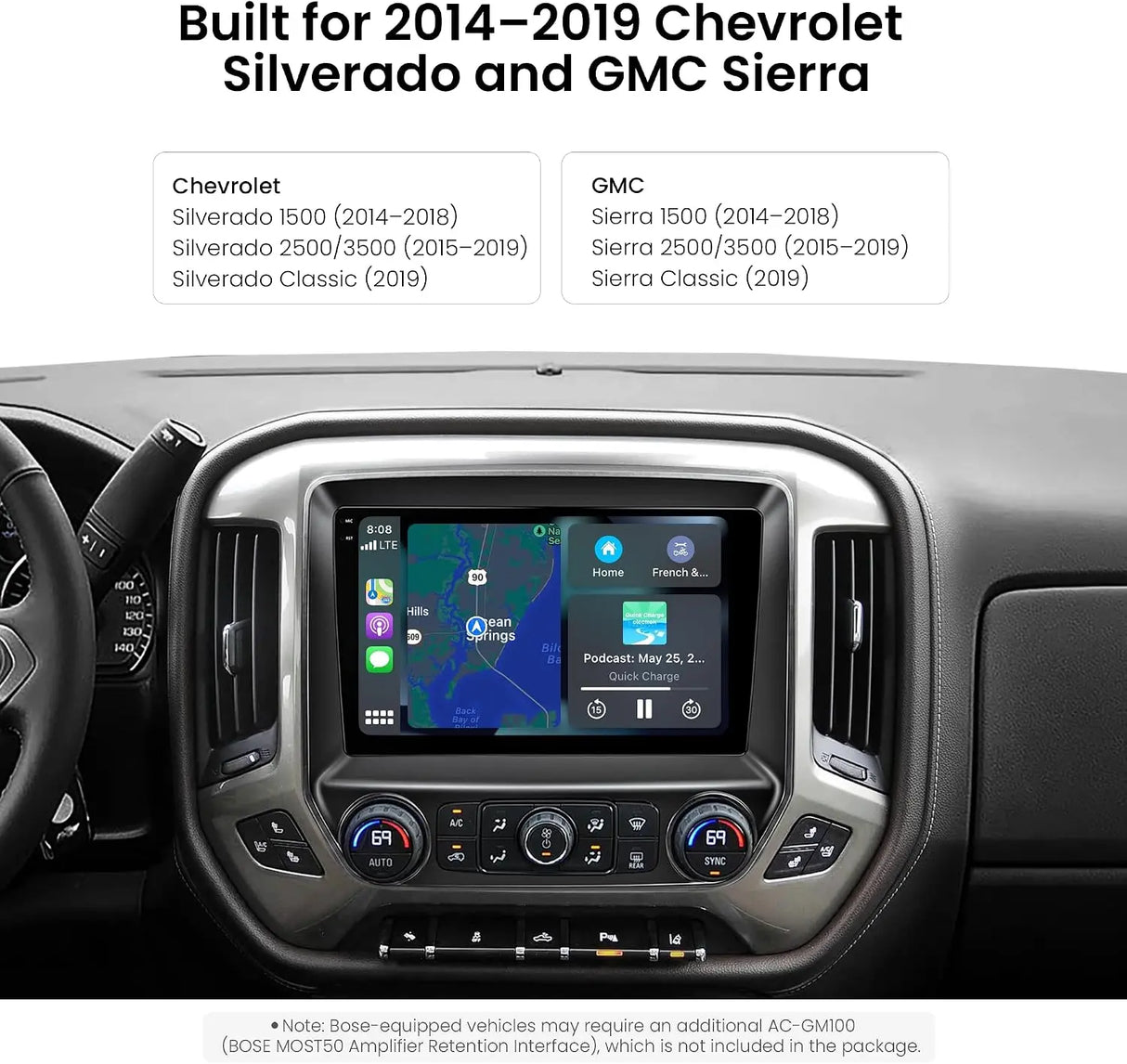 ATOTO S8LSLD10ADM 10.1" Android Car Stereo for Chevy Silverado 1500 2014–2018, Silverado 2500HD 2015–2019 & GMC Sierra, Wireless CarPlay & Android Auto, 4G LTE, QLED Display, DSP, GPS Navigation