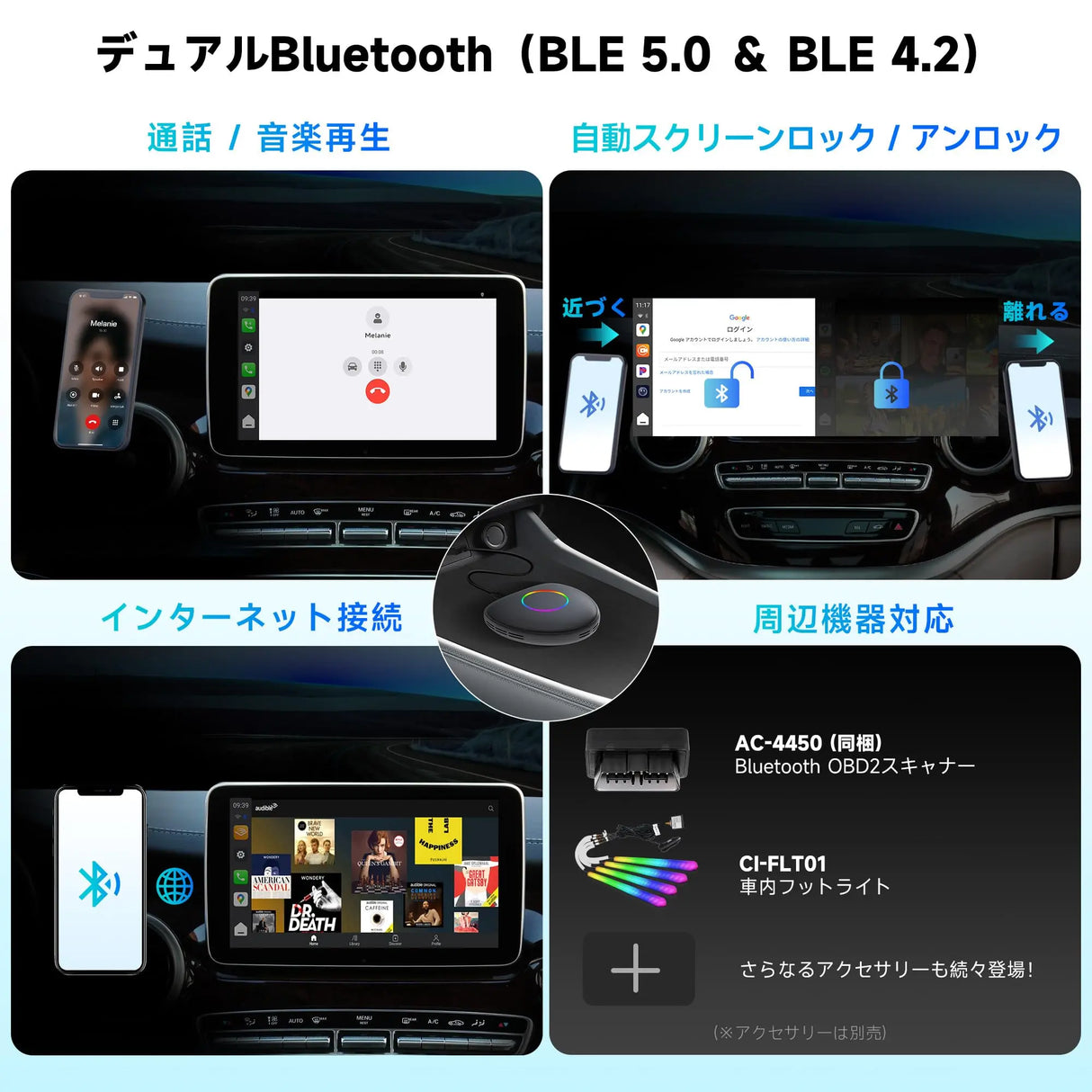 ATOTO CarWave CB6D Magic Box 8GB+128GB ワイヤレスCarPlay & Android Auto対応 | Android 13, 4G LTE, GPS, AIアシスタント, YouTube & Netflix対応, OBD & MicroSD対応, デュアルBluetooth, グレー