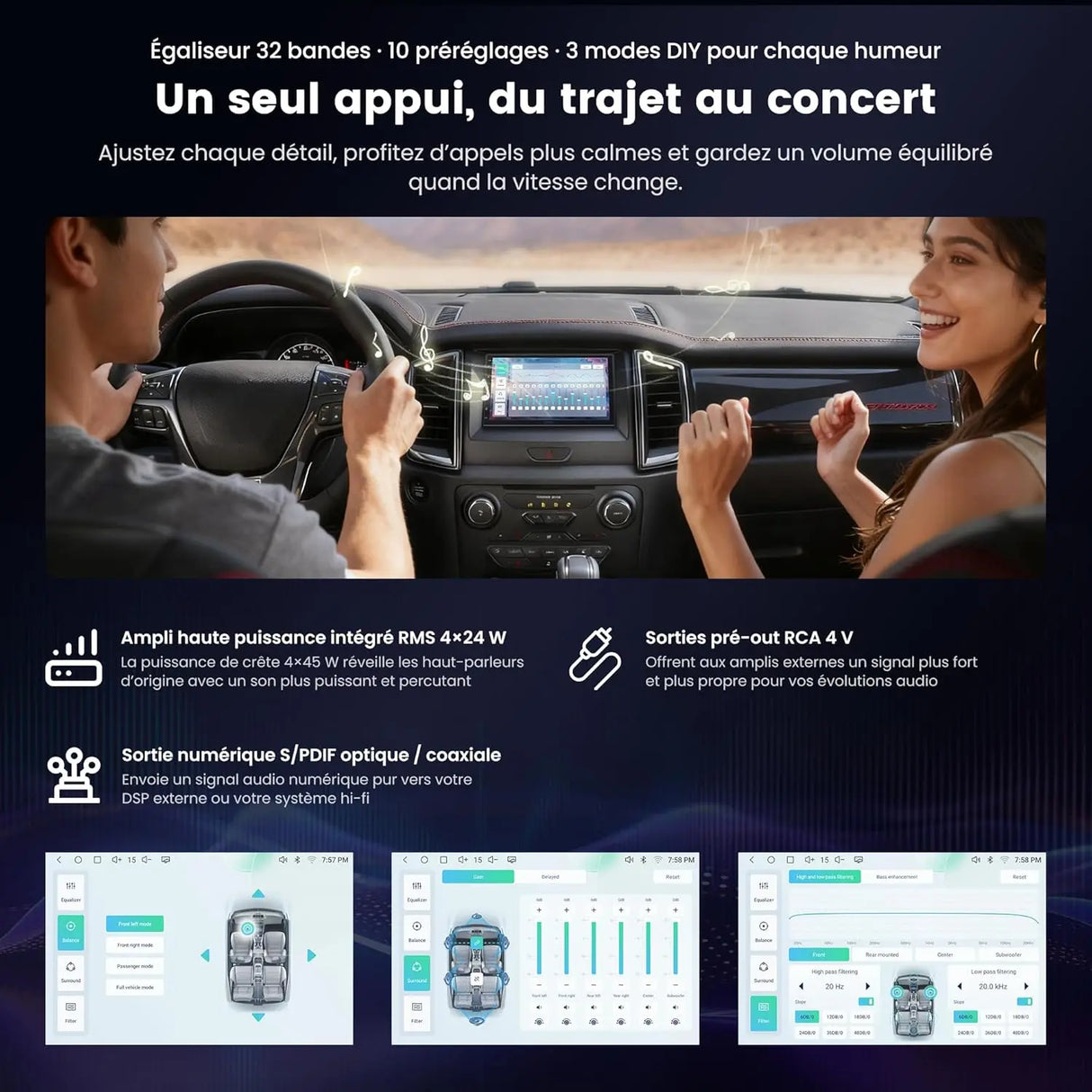 ATOTO A7G2B7PKL-S04 7" QLED Autoradio 2 DIN Android, 4G LTE/WiFi, CarPlay & Android Auto sans fil, DSP HiFi 4V avec Sortie Optique/Coaxiale, GPS Tracking, IA DriveChat, OBD2 Inclus
