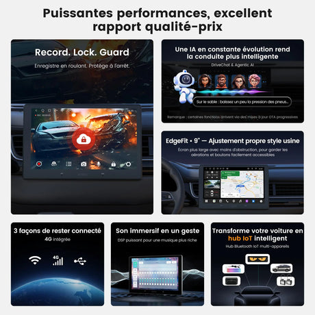 ATOTO A7G209PKL Autoradio Android 2 DIN 9", 4GB+64GB, CarPlay & Android Auto sans Fil, Wi-Fi/Bluetooth/USB, DSP Hi-Fi avec Sorties 4V, Chat IA & Suivi GPS
