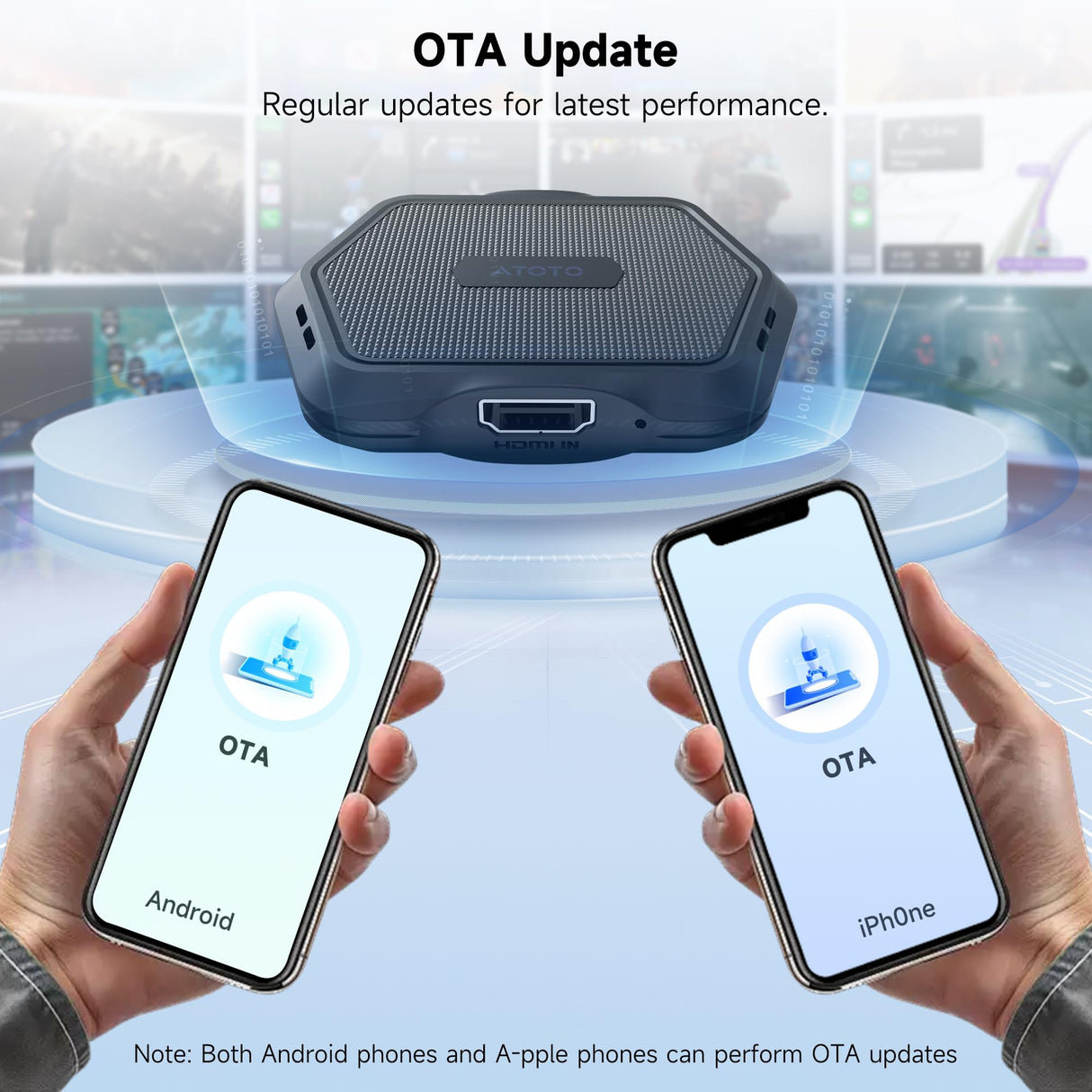 ATOTO AD1 ワイヤレスCarPlayボックスアダプター HDMI入力対応 2in1ドングル 有線CarPlay対応 プラグ＆プレイ マルチメディアハブ TV/ゲーム機/DVD/ブルーレイ Bluetooth 5.2 OTA ブラック