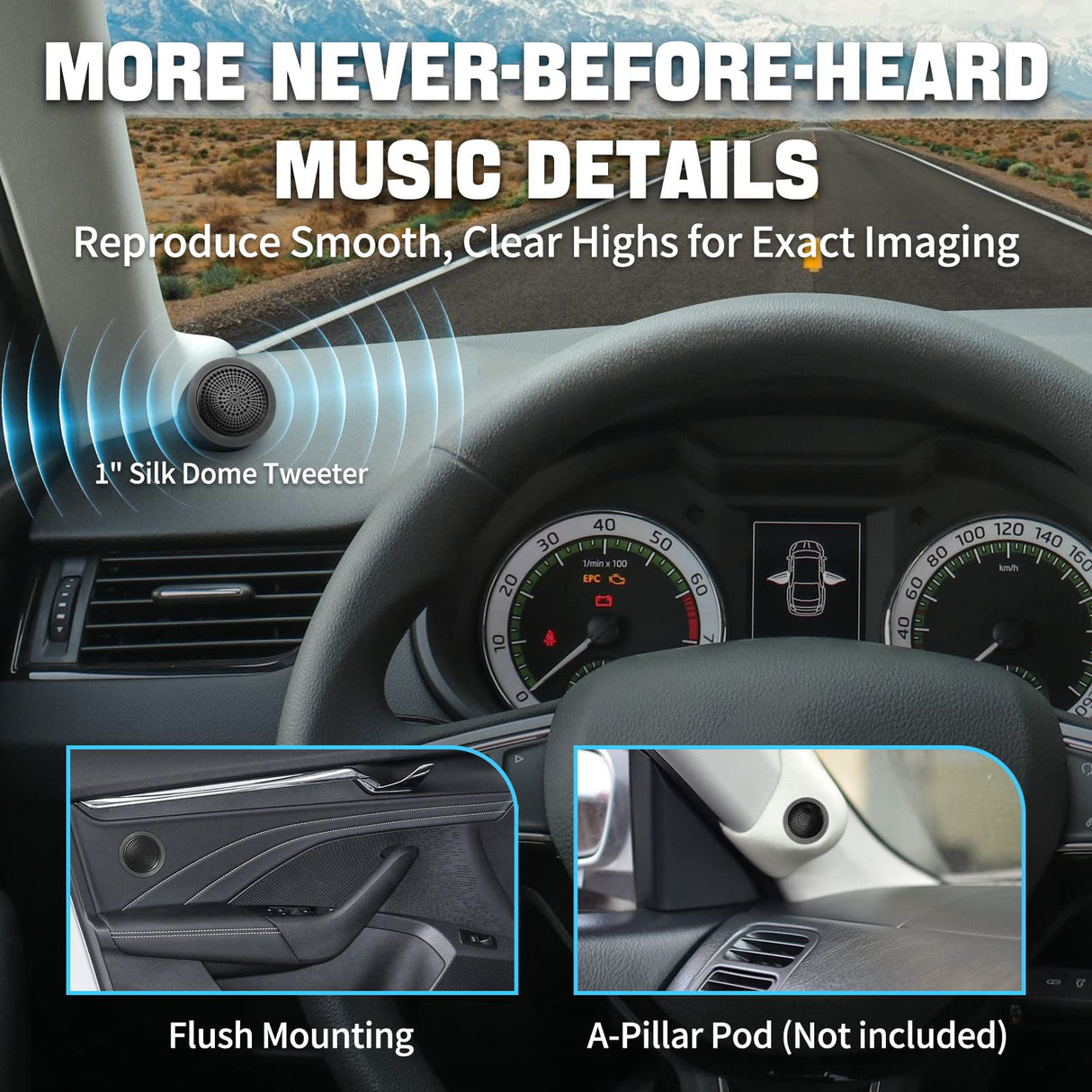 ATOTO CS-651DST 6.5 Inch 2-Way Car Component Speakers System, 6.5″ Mid-Bass Speakers + 1″ Tweeters with Crossovers, 4 Ohm Car Audio Door Speaker Set