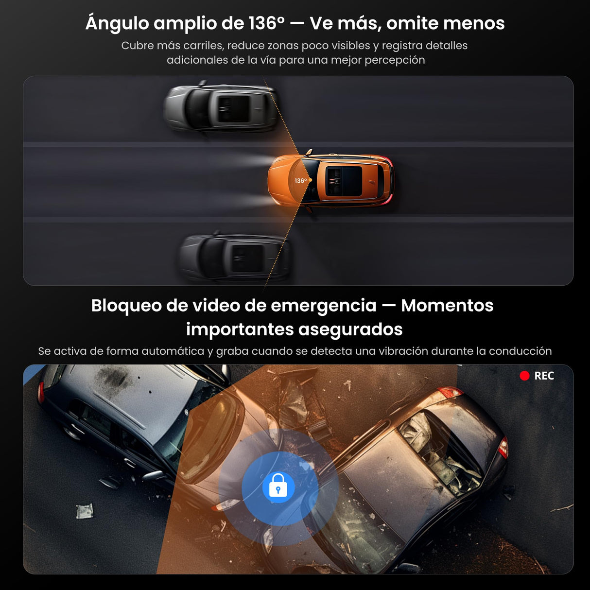 ATOTO AC-HN9FR Dashcam Frontal AHD 1080p para Coche, 30fps, Visión Nocturna Starlight, WDR, Gran Angular 136°, G-Sensor, Modo Parking, Grabación en Bucle, Reproducción de Ruta GPS – Solo Serie V10