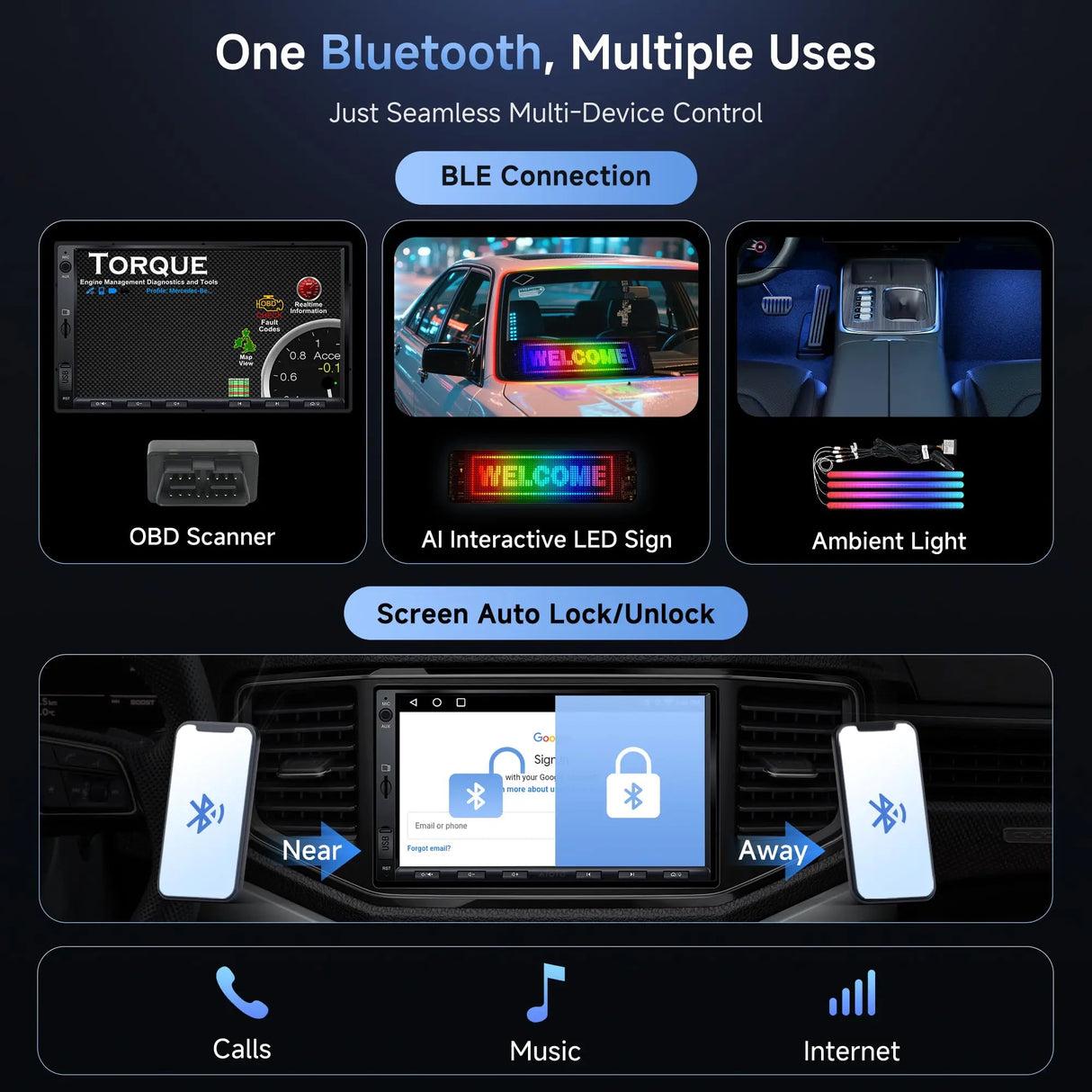 ATOTO A5LG2A7T 7" Double Din Car Stereo, 2G+32G In-Dash Navigation, Wireless CarPlay and Android Auto, WiFi, USB, Bluetooth, Built-in Amp and DSP, AI Chat, Split Screen, SWC, FM