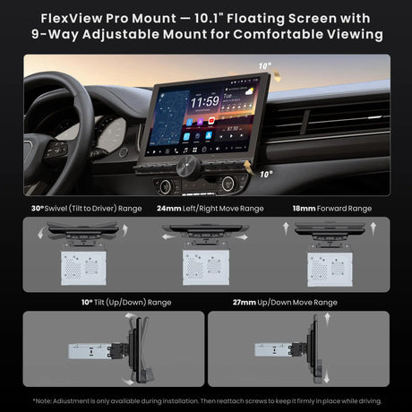 X10 10.1 inch Knob Single DIN & Double DIN Car Stereo, with Passenger Entertainment Screen, AI Vision