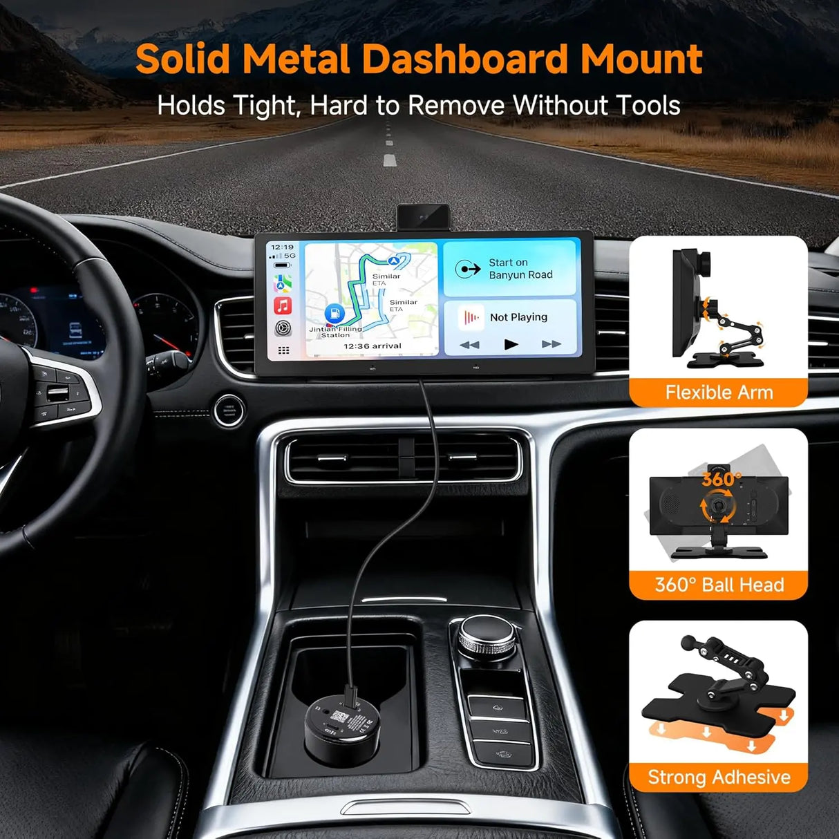 ATOTO P625S1N 10.25" Portable CarPlay Screen – Wireless CarPlay & Android Auto Car Stereo with Front & Cabin DVR Cameras, G-Sensor, WiFi/USB Tethering, Bluetooth, MirrorLink, GPS
