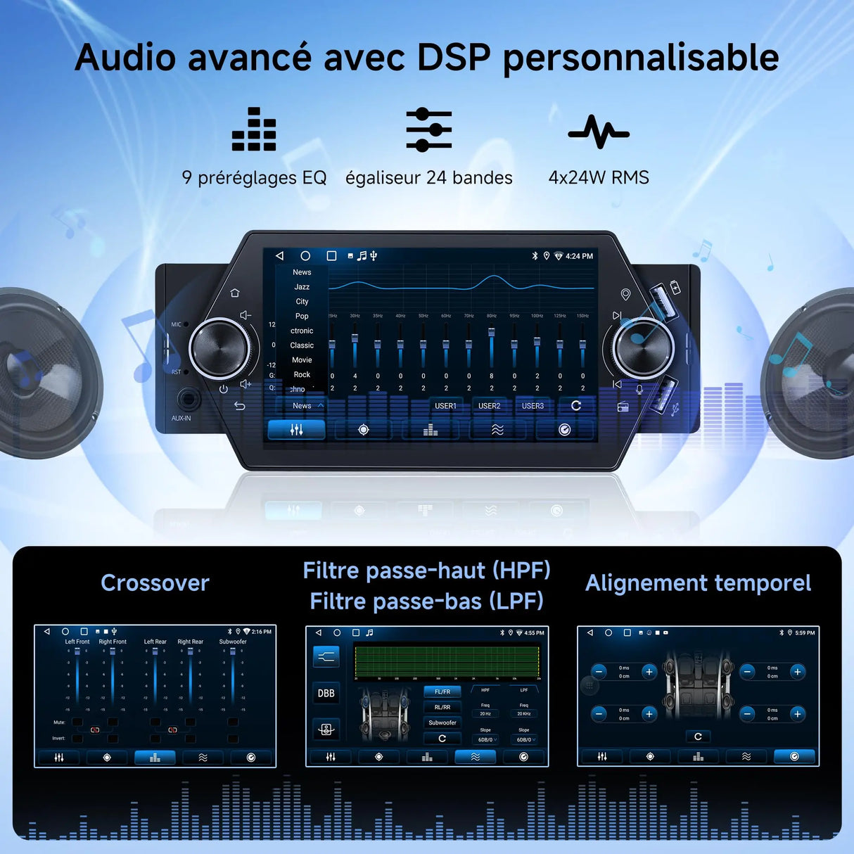 ATOTO A5LG1A5T 5" Touchscreen 1 Din Autoradio Android avec Caméra de Recul, CarPlay & Android Auto Sans Fil, Tethering WiFi/BT/USB, MirrorLink, RDS/FM/GPS, Contrôle Vocal, 2G+32G