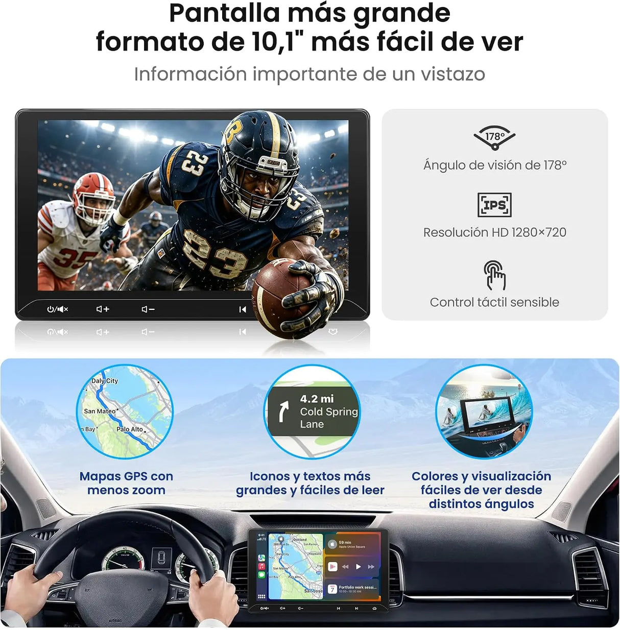 ATOTO F7G211WE Radio Coche 2 DIN de 10,1", Apple CarPlay Inalámbrico y Android Auto Inalámbrico, Pantalla Táctil QLED, DSP, Bluetooth, LRV, MirrorLink, Control del Volante, AUX, Radio FM/AM