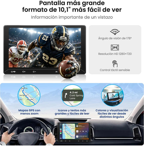 ATOTO F7G211WE Radio Coche 2 DIN de 10,1", Apple CarPlay Inalámbrico y Android Auto Inalámbrico, Pantalla Táctil QLED, DSP, Bluetooth, LRV, MirrorLink, Control del Volante, AUX, Radio FM/AM