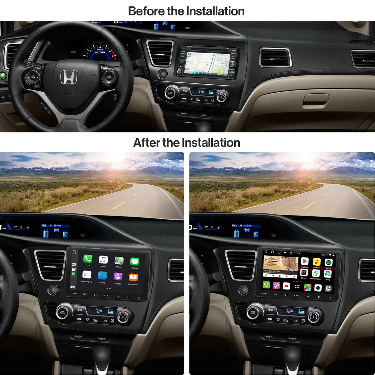 YOFUNG AC-HDCVC05X-ST Installation Mounting Dash Kit for Honda Civic 2013–2015, Only Compatible with ATOTO IAH09D-Style Car Stereo