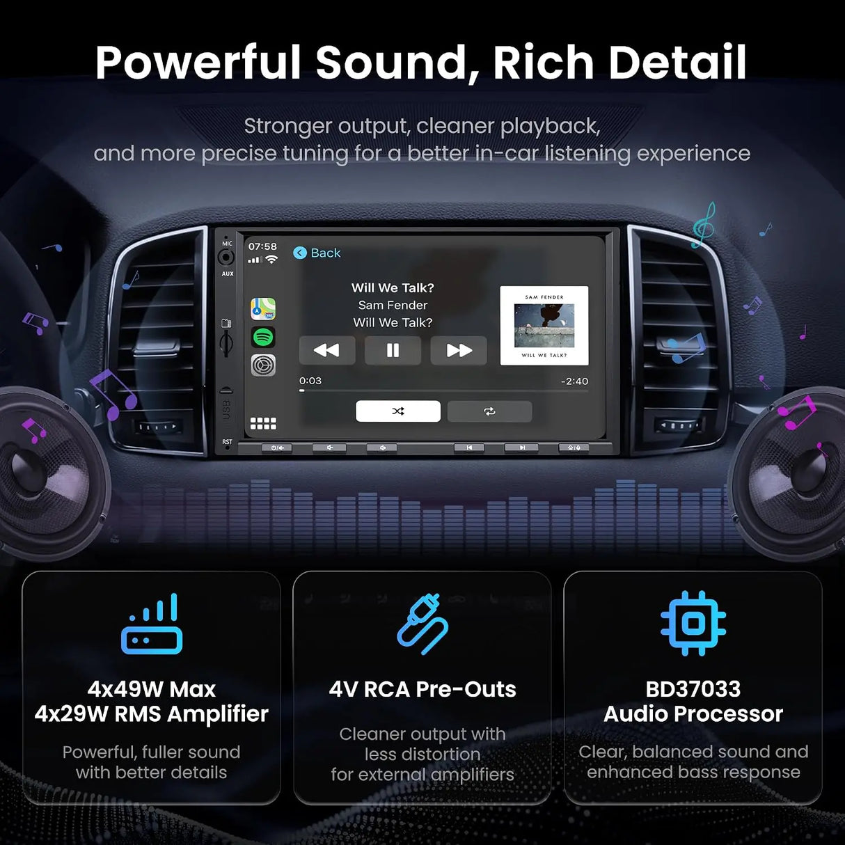 [Upgrade] ATOTO F7G2A7WE-S01 7" Double Din Car Stereo with HD LRV Camera, Wireless CarPlay, Wireless Android Auto, Touchscreen, Bluetooth, Phone Mirroring, USB Video & Audio