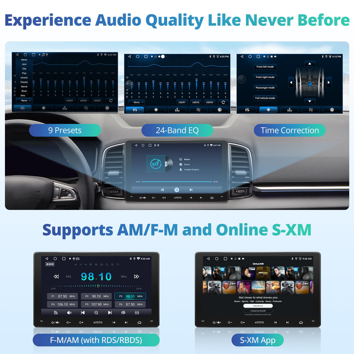 ATOTO A5LG209T 9" Android Double Din Car Stereo, Wireless Android Auto CarPlay Head Unit with WiFi BT USB, in-Dash GPS Navigation System, 1280 * 720P Touchscreen, AM/FM, 2+32G