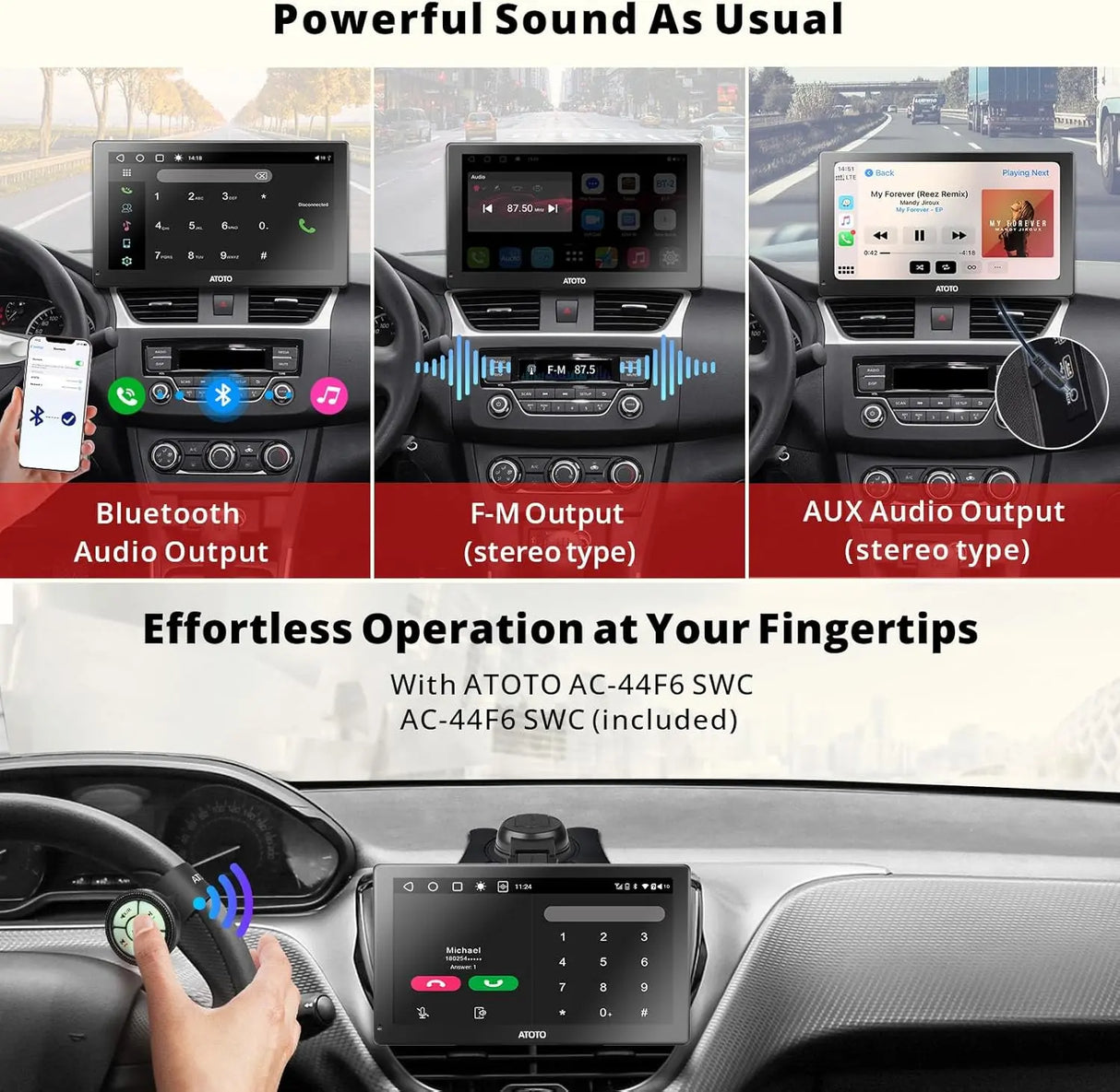 ATOTO 7" GPS Per Auto – QLED, Doppio Bluetooth, 4+32G, Wireless CarPlay & Android Auto, MirrorLink, 4G LTE, HDMI, Sensore di Luminosità Automatico, Tracciamento GPS, Autostereo Portatile Android