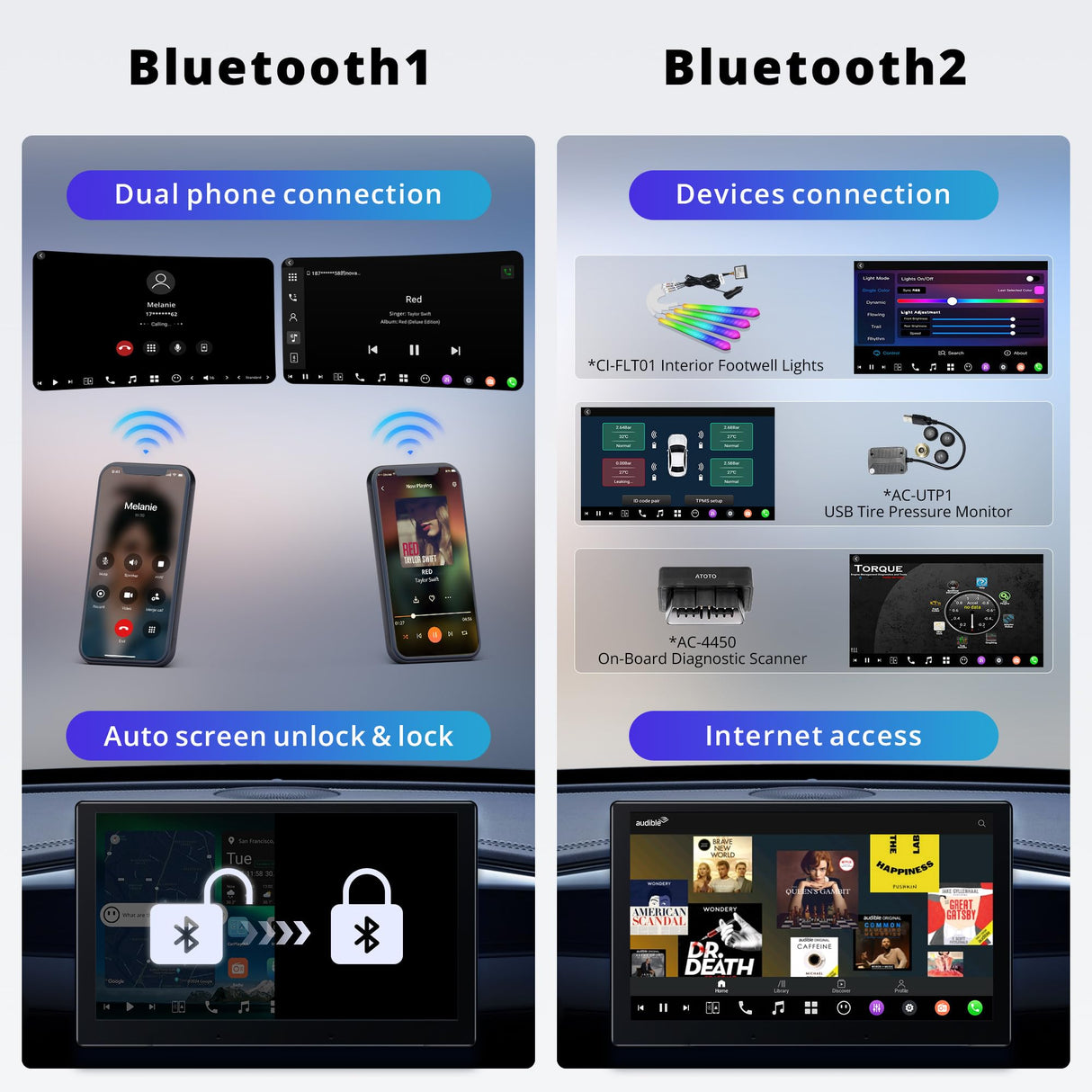 ATOTOZONE X10DG209E 9" QLED Dab Radio 2 DIN Android, 8+128 G, Carplay inalámbrico y Android Auto, 4G LTE, Asistente de Voz AI, Seguimiento GPS, Micrófono Dual & BT, LRV, 36B-EQ,Entrada HDMI