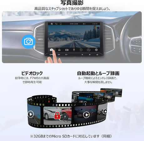 ATOTO AC-44P5 HD 720P フロントDVRカメラ、140°の広視野角、最大128GBのストレージに対応、ATOTO F7WEシリーズの一部モデルのみに対応