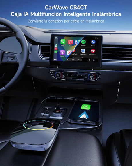 ATOTO CB4DT Android AI Box Car Adapter, Wireless CarPlay & Android Auto [4GB+32GB] Multimedia Streaming (YouTube/Netflix/Disney+) Dual Bluetooth/WiFi Built-in GPS OTA Black