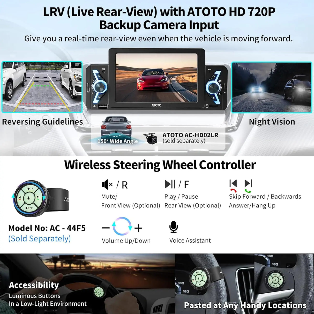 ATOTO F7WE 5inch Single Din Car Stereo Receivers, Wireless CarPlay & Wireless Android Auto, Bluetooth 5.3 IPS Touch Screen Car Radio &DBEF Tech, FM/AM/USB, Phone Link, Voice Assistant, F7G1A5WE-2024