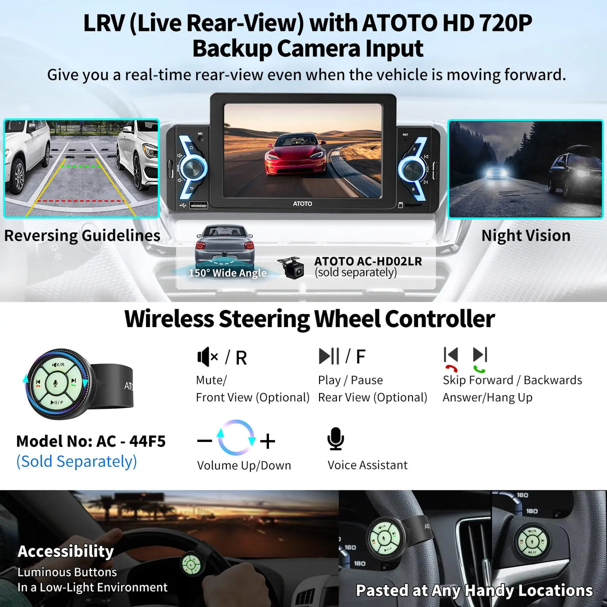 ATOTO F7WE 5inch Single Din Car Stereo Receivers, Wireless CarPlay & Wireless Android Auto, Bluetooth 5.3 IPS Touch Screen Car Radio &DBEF Tech, FM/AM/USB, Phone Link, Voice Assistant, F7G1A5WE-2024
