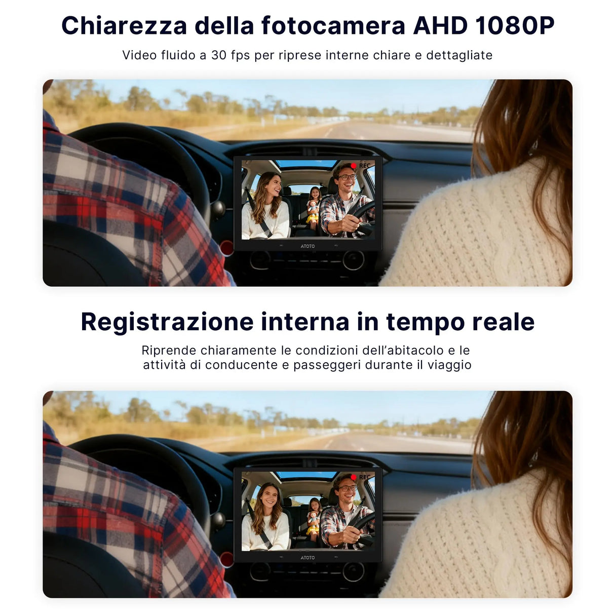 ATOTO AC-HN9CBV1 In-Cabin Camera, Rearward-Facing (Front Cabin Mount), AHD 1080p 30fps, Starlight Night Vision, 135° Wide-Angle, Loop Recording, Parking Mode – Only for V10 Series