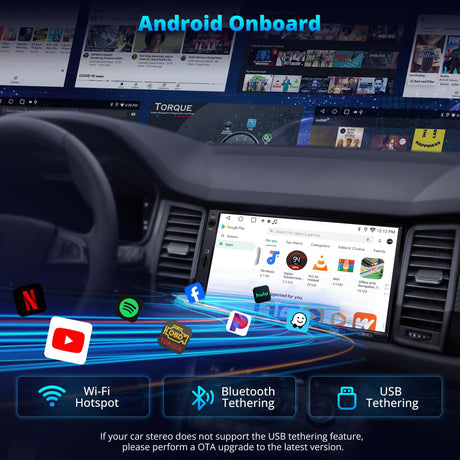ATOTOEXCEL A5L 2DIN Car Radio Android with OBD2 Diagnostic Device, 7 Inch Double DIN Radio with Screen, WiFi/BT Tethering, Wireless CarPlay, Wireless Android Car, 24-Band EQ, 2G + 32G (7 Inch with