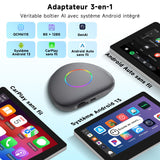 ATOTO boîtier CarPlay IA CB6 – Dongle WIFI con Mini OBD II, Android Auto y CarPlay inalámbrico, 8GB+128GB, Streaming para coche con 4G, Wi-Fi, Doble Bluetooth, USB, GPS integrado, Asistente IA, microSD, OTA