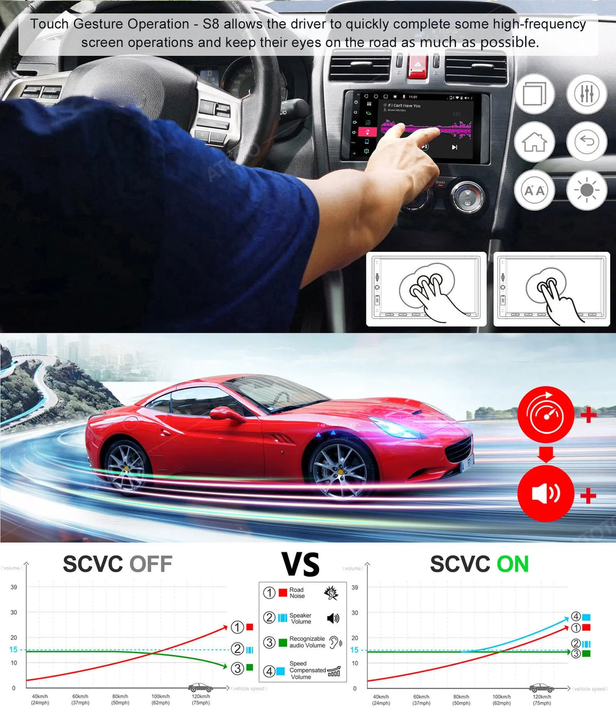 ATOTO S8G2B74PM 7" Double DIN Android Car Stereo, Wireless CarPlay & Android Auto, Dual Bluetooth, QLED Display, HD Rearview