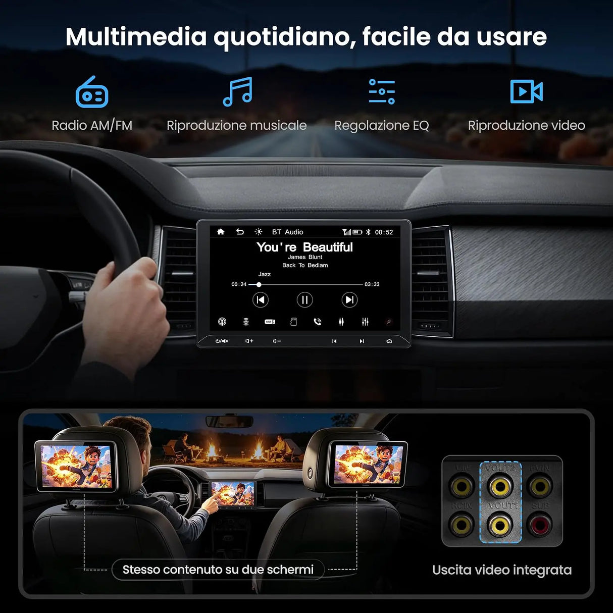 ATOTO F7G211WE Autoradio 2 DIN da 10,1", Apple CarPlay Wireless e Android Auto Wireless, Stereo Auto Touchscreen, Bluetooth, LRV, MirrorLink, Comandi al Volante, AUX, Radio FM/AM