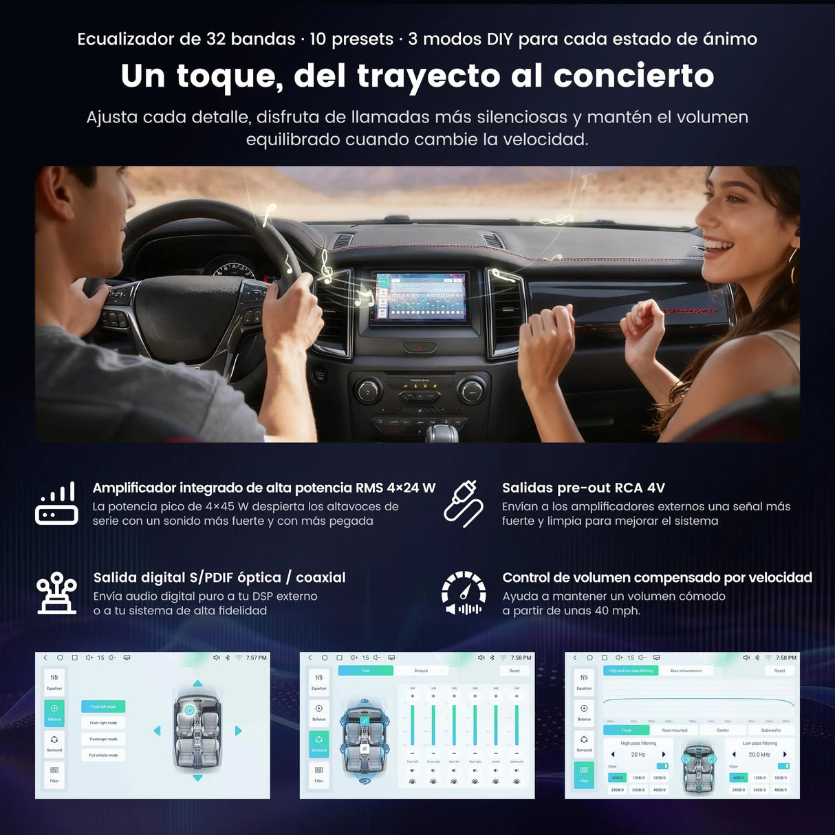 ATOTO A7G2B7PKL-S04 7'' QLED Radio Coche 2 DIN Android, 4G LTE/WiFi, CarPlay y Android Auto Inalámbrico, DSP HiFi 4V con Salida Óptica/Coaxial, Rastreo GPS, IA DriveChat, OBD2 Incluido