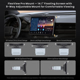 ATOTO X10G141E-R3S 14.1” Android Car Stereo, Single & Double DIN Compatible, FlexView Pro Floating Screen, Twinsight Dual-Cam Recording, 7.1.2-Channel Audio, AI Vision, Re-Mote LiveView, ADS Protocol