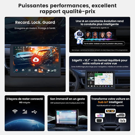 ATOTO S84G211P-S01 10,1 Pouces QLED Android Autoradio Double DIN, CarPlay et Android Auto sans fil, 4G LTE, Wi-Fi/Partage de connexion USB, DSP Hi-Fi avec pré-sortie 4V, avec caméra de recul, 4G+64G