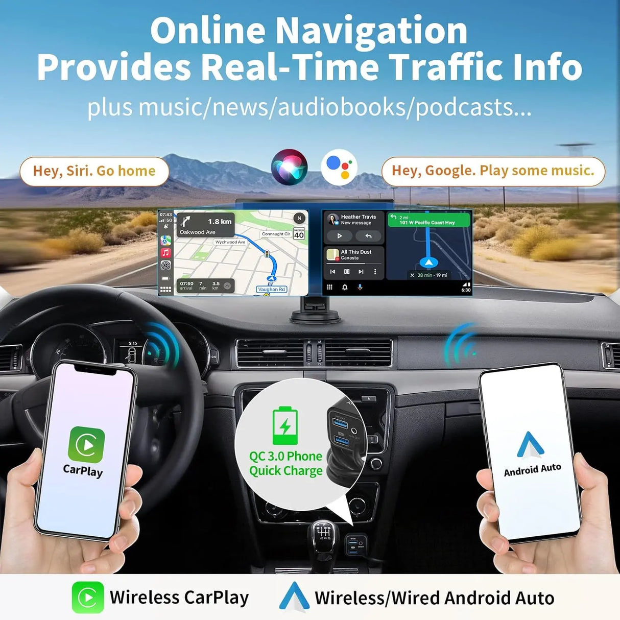 ATOTO P807PR Wireless CarPlay Screen for Car, 7 inch Portable Car Stereo with Android Auto, 1080P Dual Recording Cameras, Remote Control, WDR & Auto Dimmer, Support Up to 128G SD