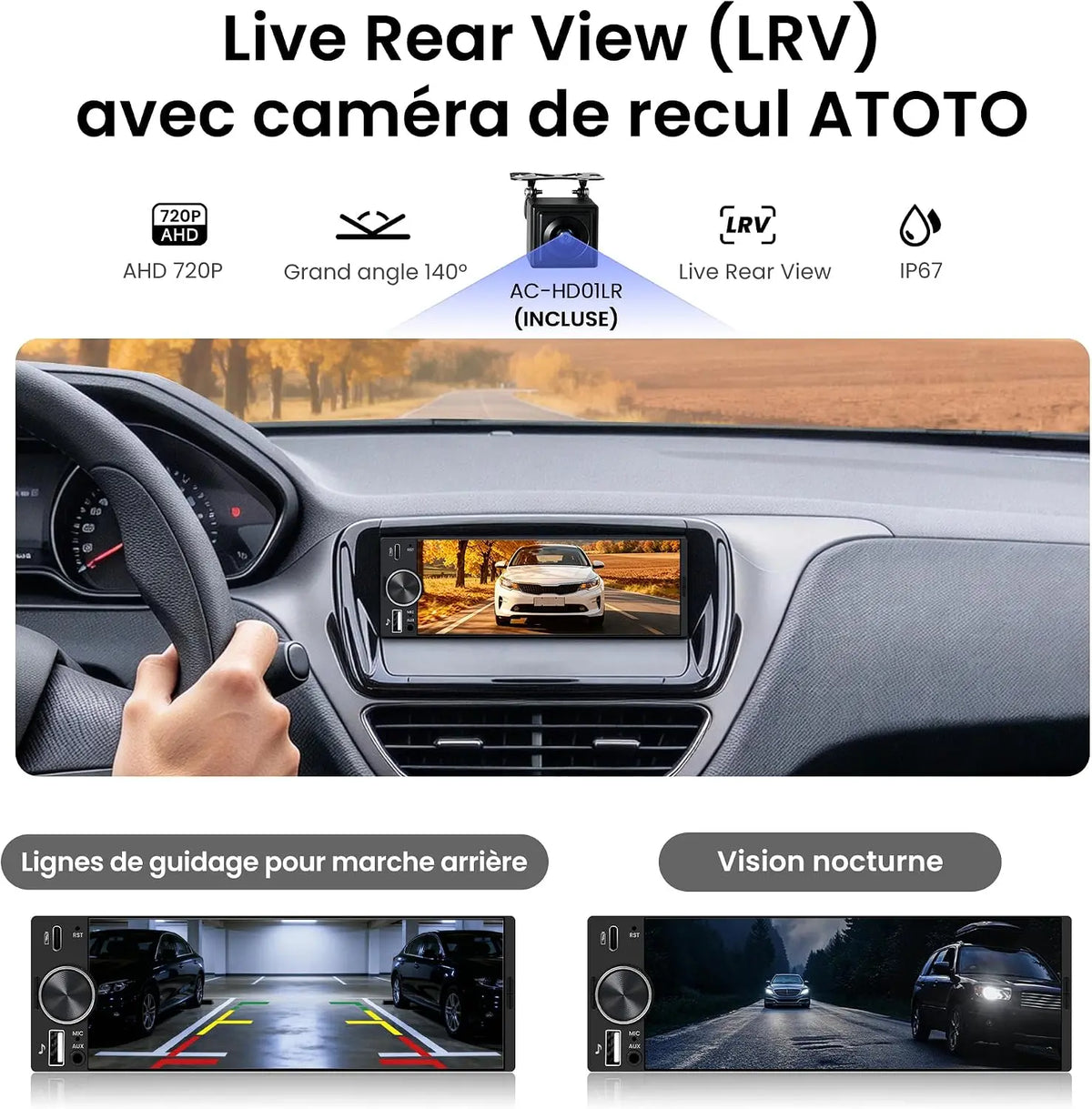 ATOTO F7WE Autoradio 1 DIN 6.28 Pouces avec CarPlay sans Fil & Android Auto