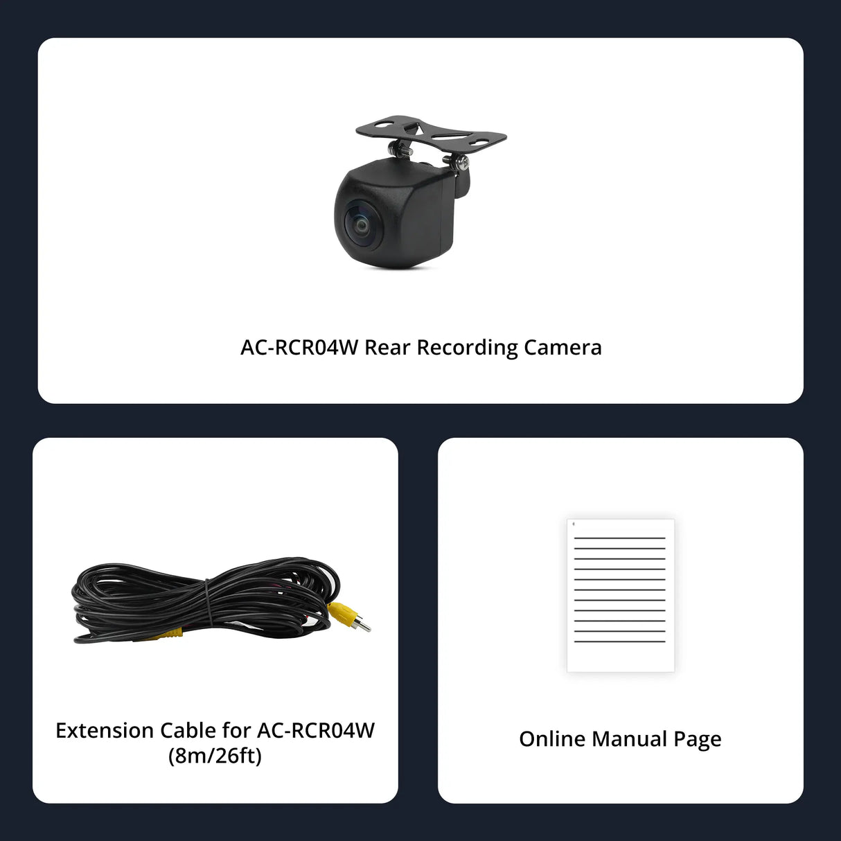 ATOTO AC-RCR04W 1080P Rear View Recording Camera – HDR, 145° Wide Angle, LRV, IP67 Waterproof, BLC, for S8 UN/MS/PN (S8L/Gen4/PN: Live Rear View & Reverse View Only, No Recording)