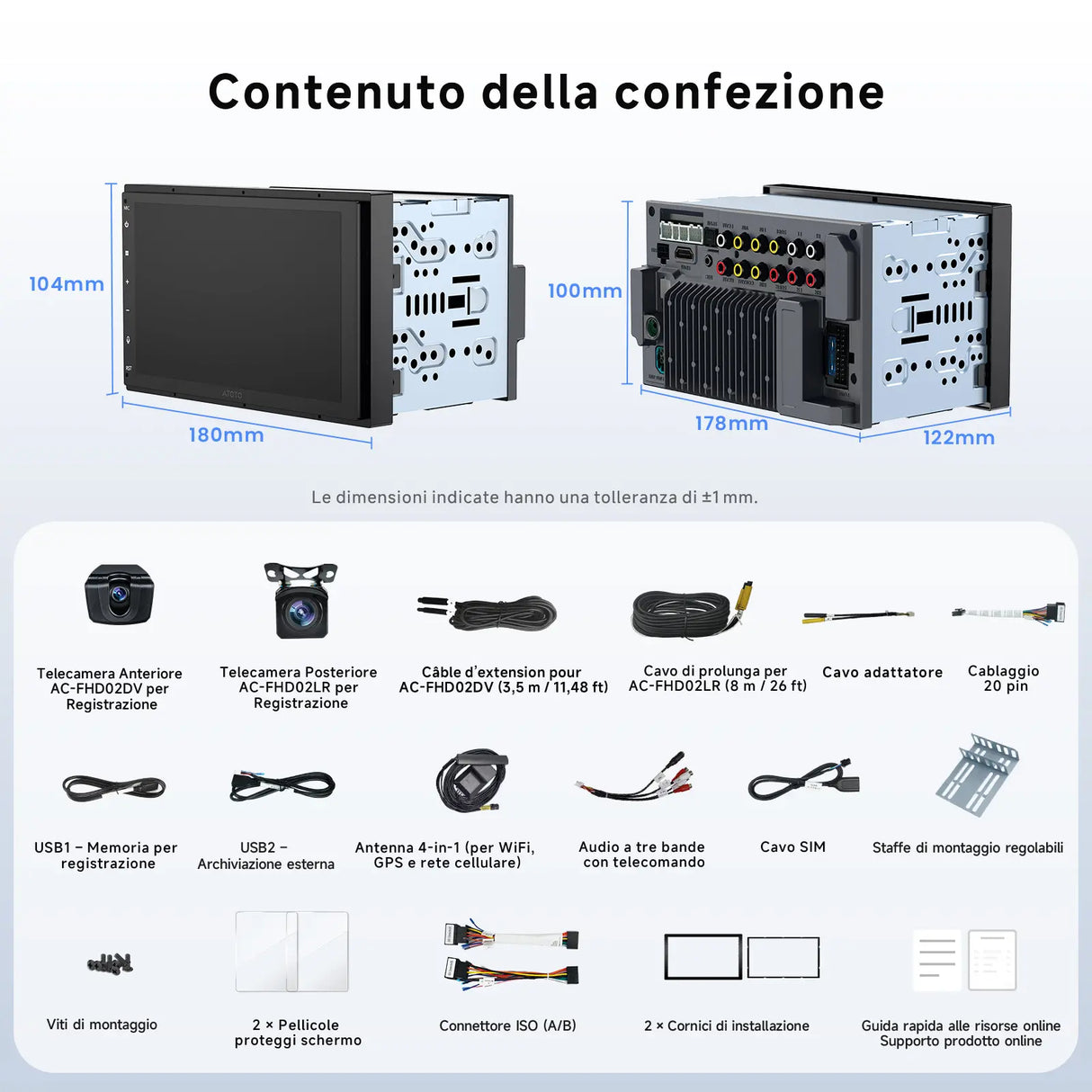 ATOTO X10G2B7E-R3 Autoradio Android 2 DIN 7" QLED – CarPlay e Android Auto Wireless, 4G LTE, Assistente Vocale AI